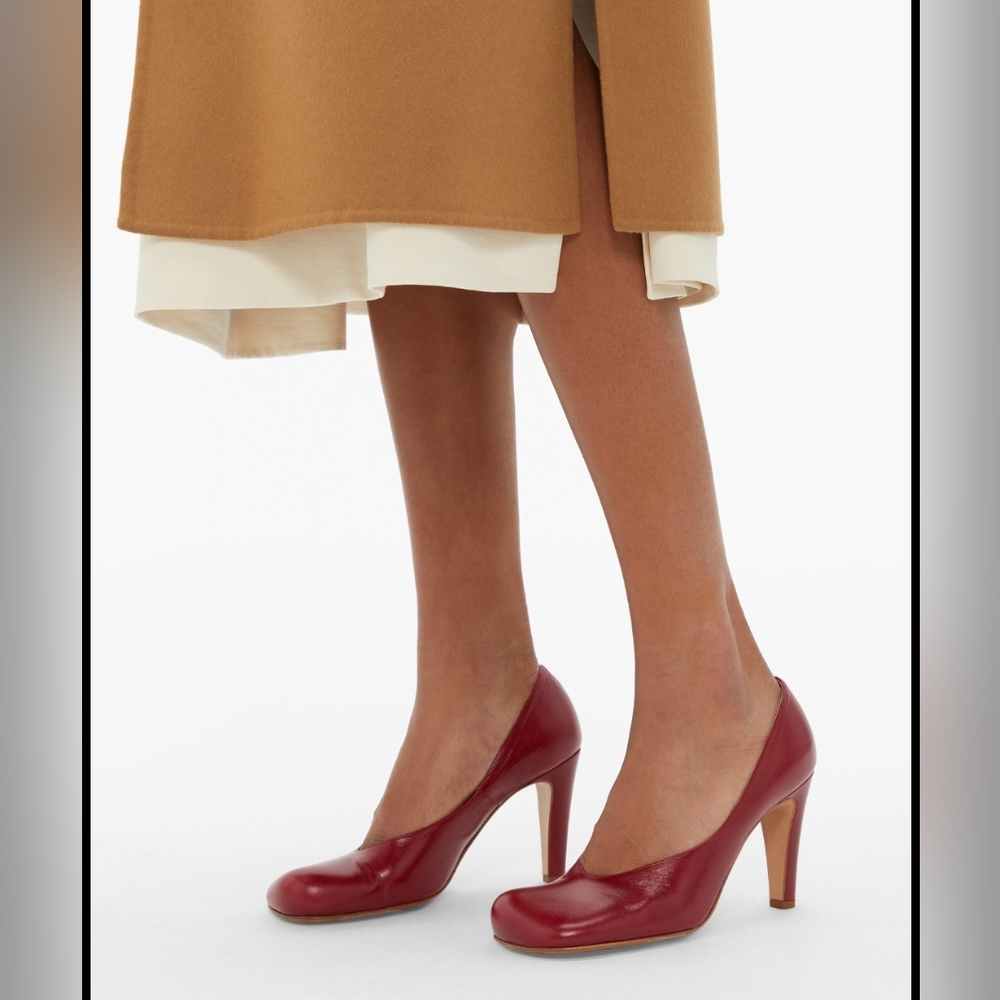 Bottega Veneta Red Bloc Toe Pumps